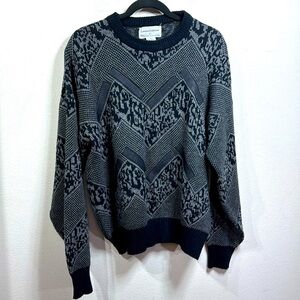 (P1) Expressions Men's Limited Edition 90s Leather Detail Sweater, Size L